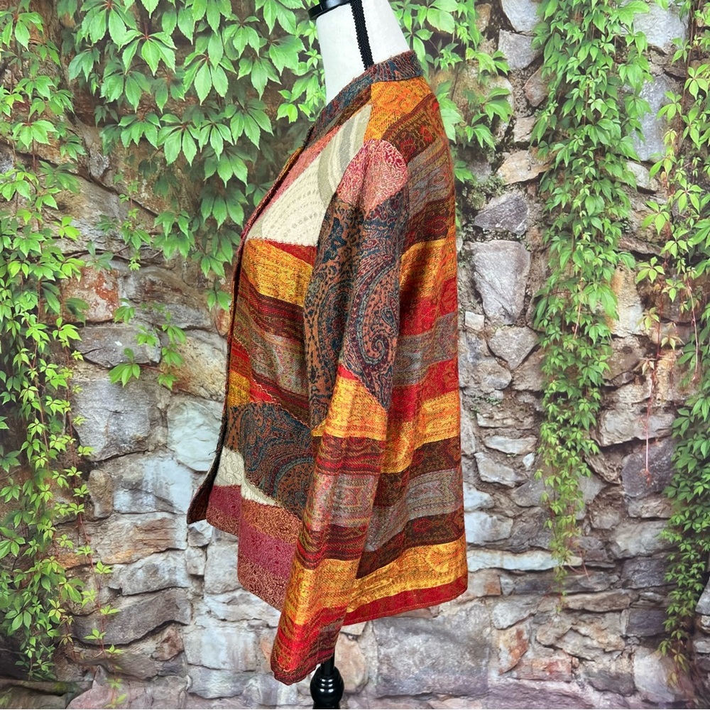 Orvis Patchwork Wool Mandarin Collar Jacket, M - image 7